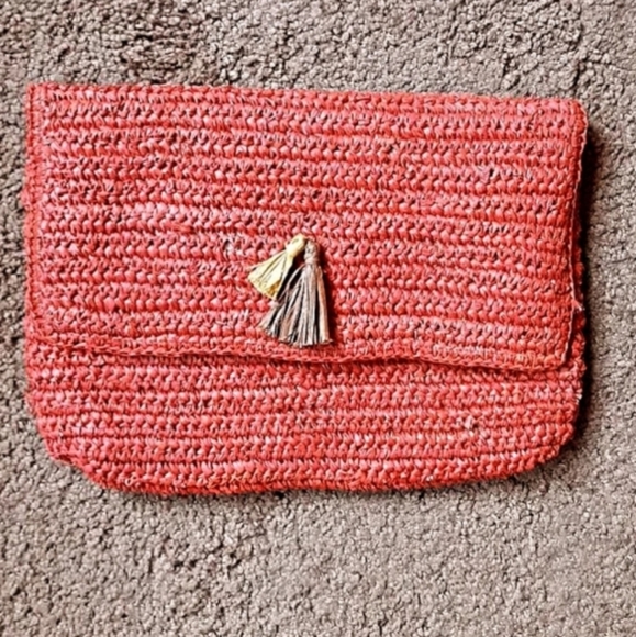 jcpenney Bags Red Straw Clutch Boho Style Bag By Bujibaja Sold At
